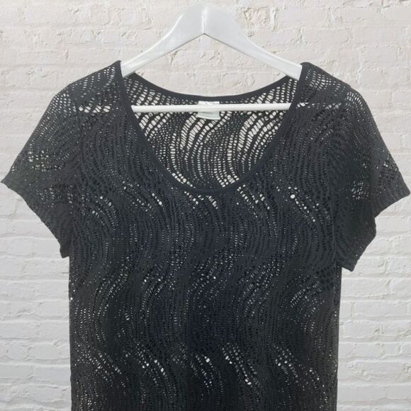 Alexa & Stella Black Crochet Mesh Dress L Swim Cover Up Beach NWT - Picture 5 of 11